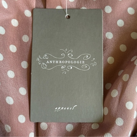 Anthropologie Idra Lace Overlay Blouse M Gray Polka Dot Silk Lined Scalloped NWT - Picture 5 of 8